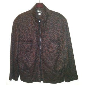 Vintage First Option Too! Black & Brown Animal Print 4 Pocket Jacket
